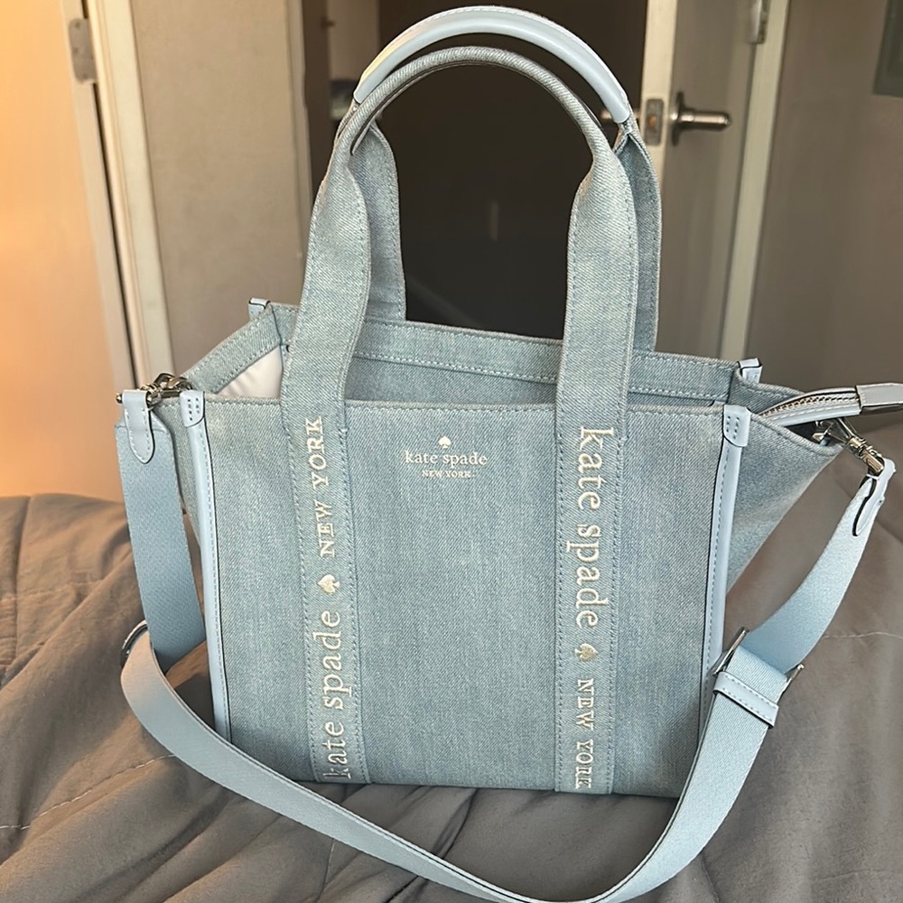 Kate Spade Blue Denim Tote with Versatile Straps